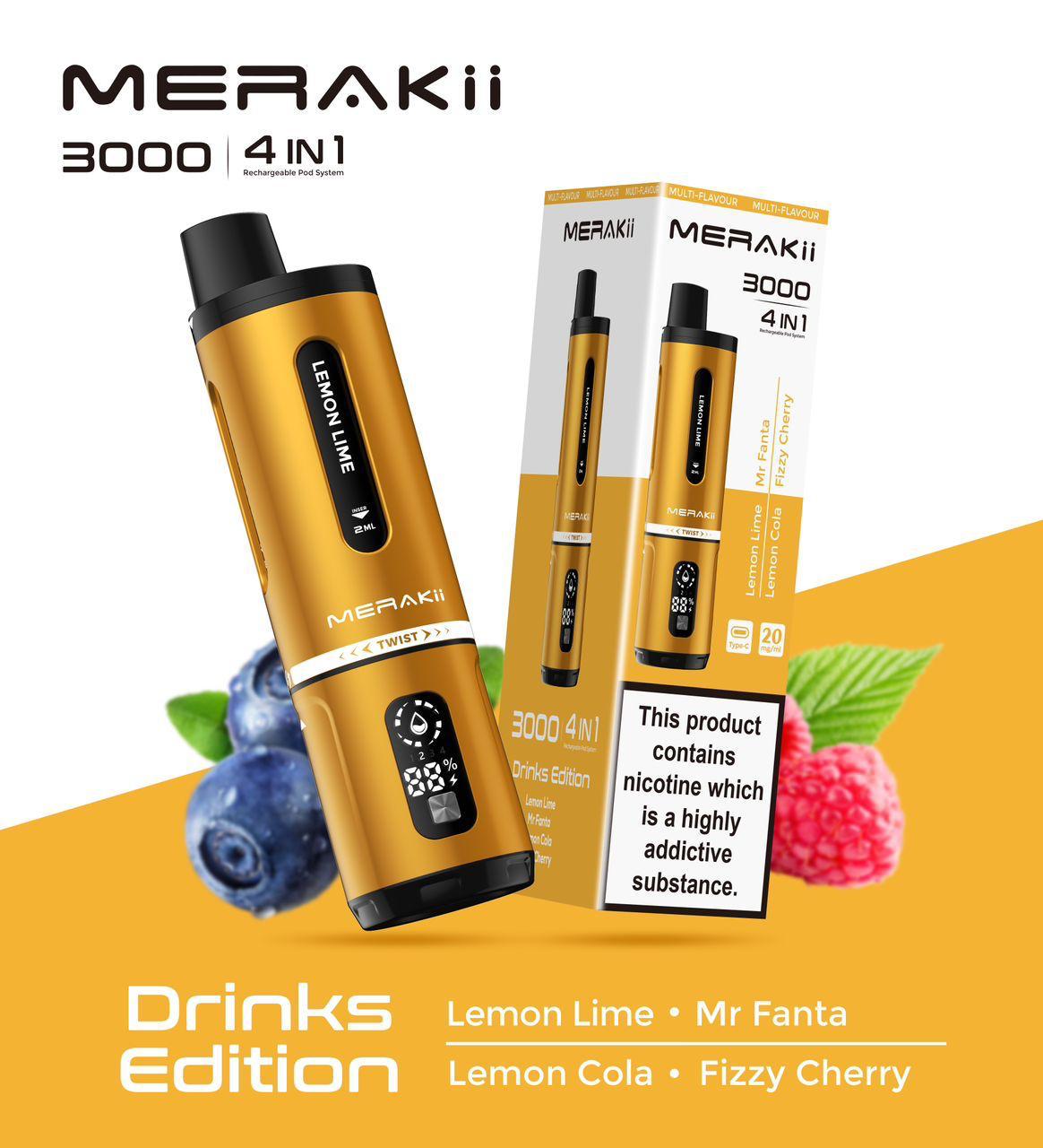 Merakii 3000 Puffs Disposable Vape Pack of 5 - vapewholesaleeurope