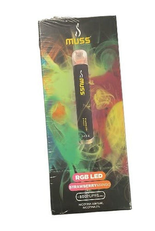 Muss 800puff Disposable Vape Device 20Mg - Strawberry Mango (Box of 5) - vapewholesaleeurope