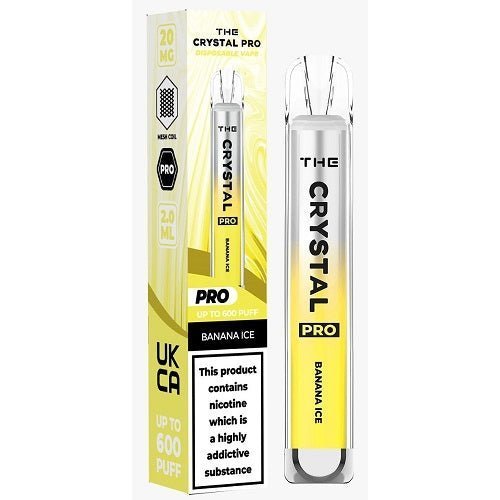 The Crystal Pro 600 Disposable Vape Device 20mg - Banana Ice - vapewholesaleeurope